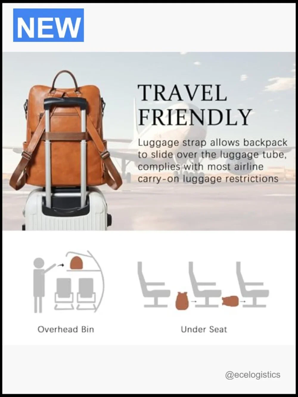 Vegan Leather Laptop Backpack 15.6 inch Work Travel Backpack